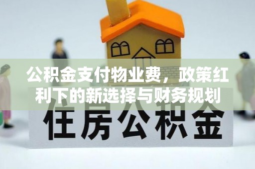 皋兰公积金支付物业费，政策红利下的新选择与财务规划